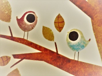 Détail décor peint enfant "arbre aux oiseux" acrylique.